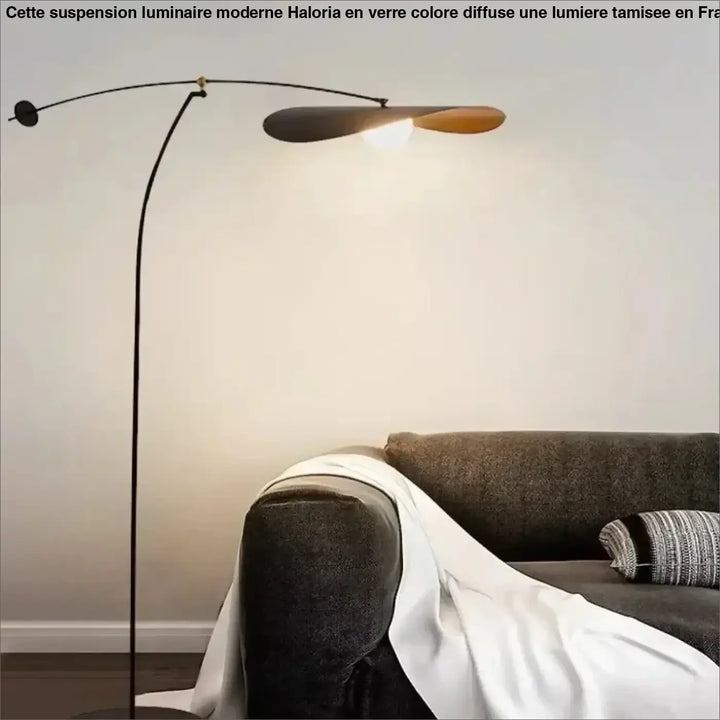 Lampadaire moderne arqué noir au design élégant pour salon