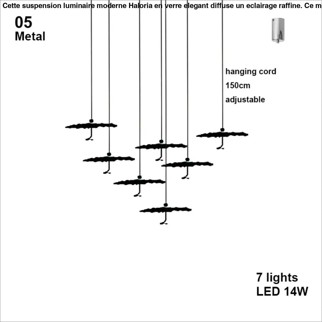 Suspension artistique feuilles sculptées noir doré élégant