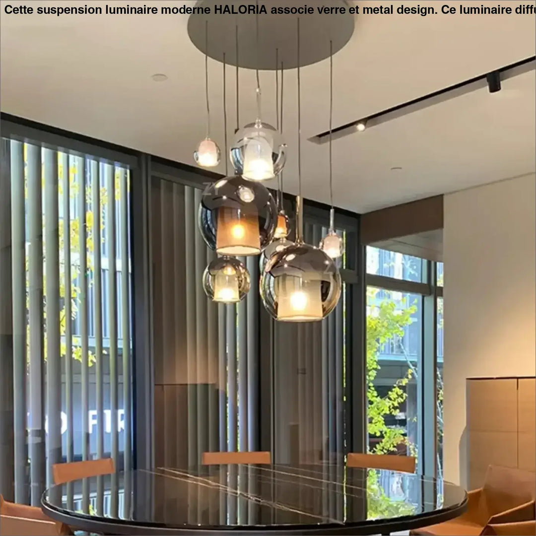 Suspension luminaire design moderne en verre et métal