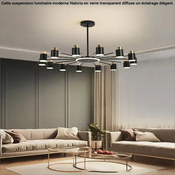 Suspension luminaire design élégant en métal noir et doré