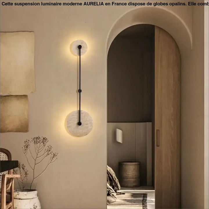 Applique murale design moderne en pierre et métal avec éclairage LED

