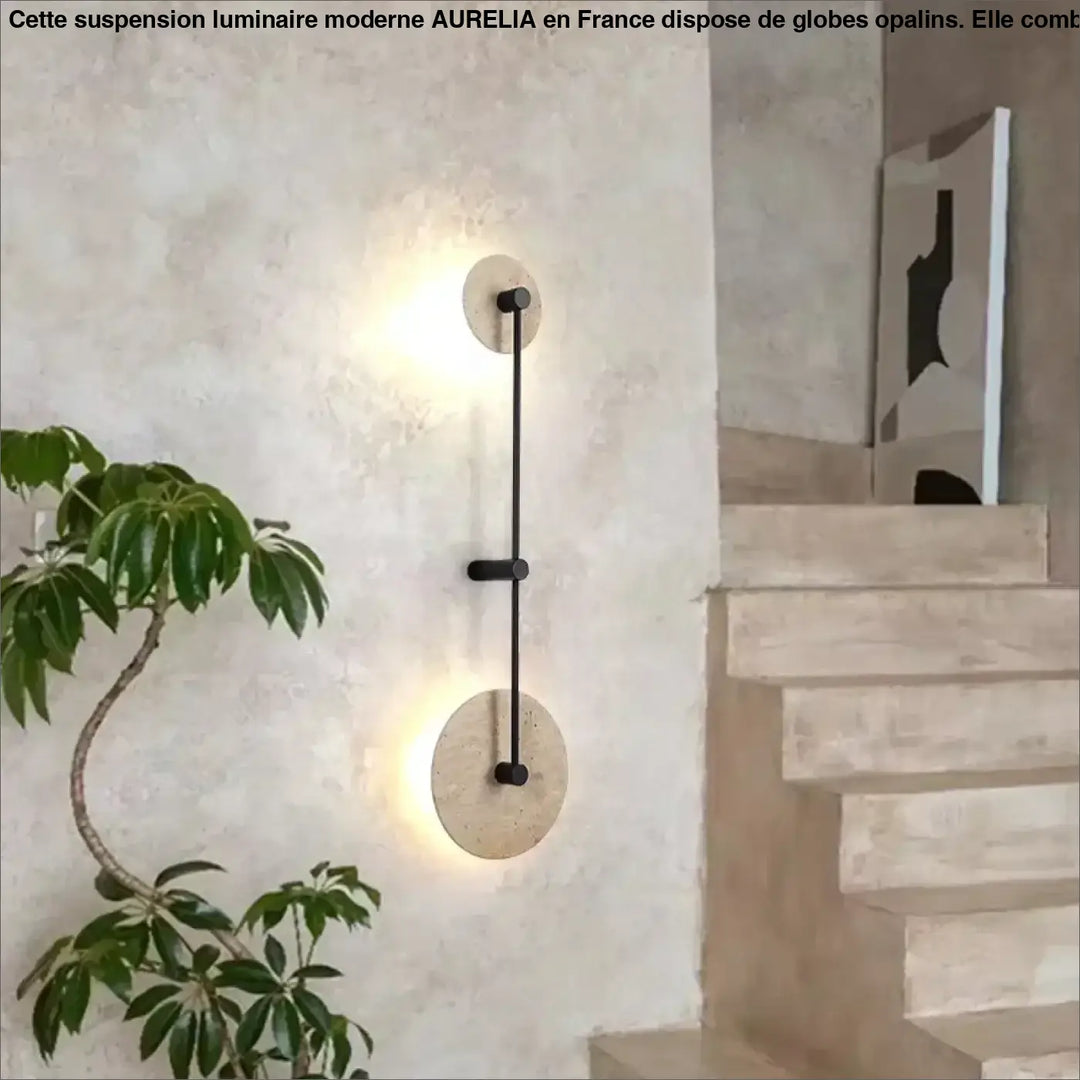 Applique murale design moderne en pierre et métal avec éclairage LED

