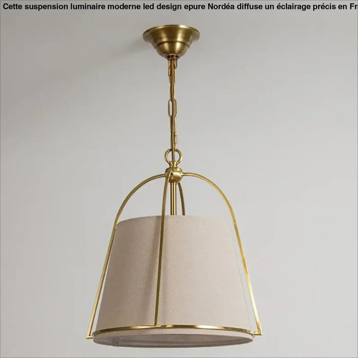 Suspension luminaire chic en tissu avec finition dorée moderne