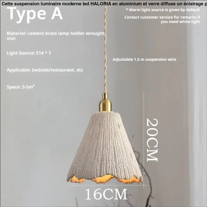 Suspension scandi chic ciment texturé et doré beige chic