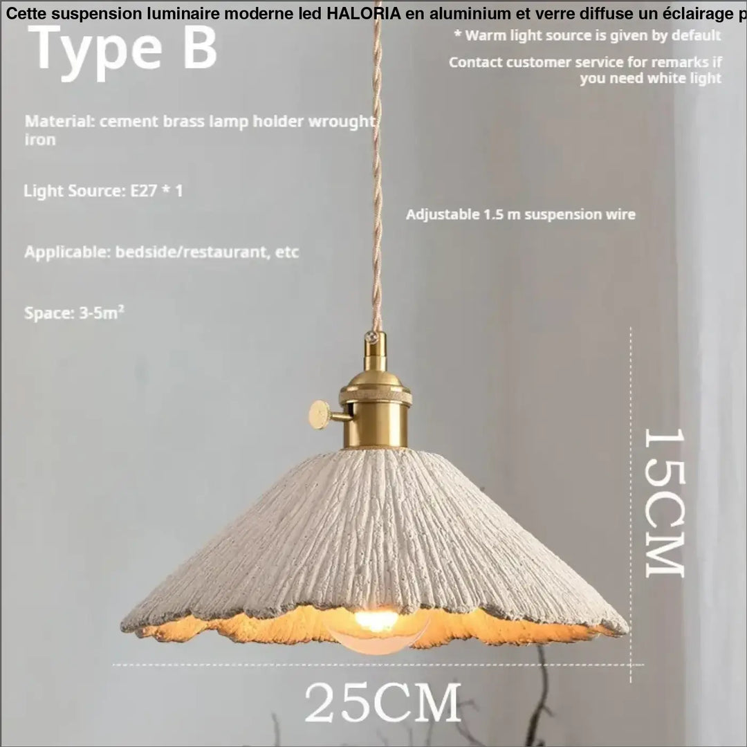 Suspension scandi chic ciment texturé et doré beige chic