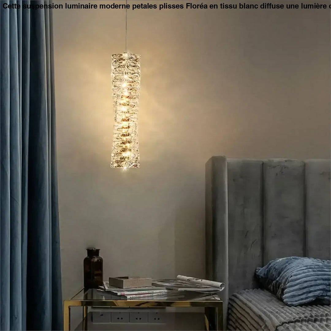 Suspension Luminaire Cristal Rectangulaire Brillant Chic Doré