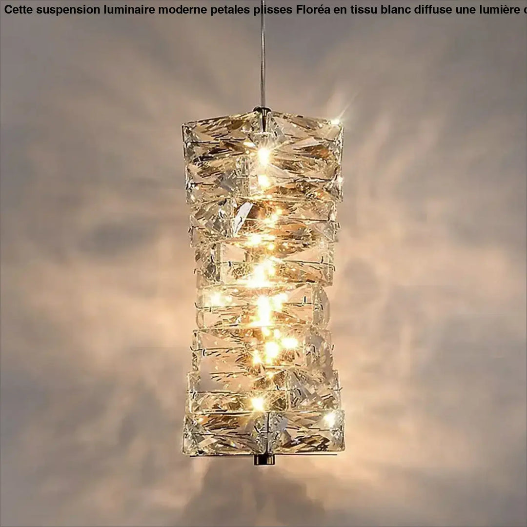 Suspension Luminaire Cristal Rectangulaire Brillant Chic Doré