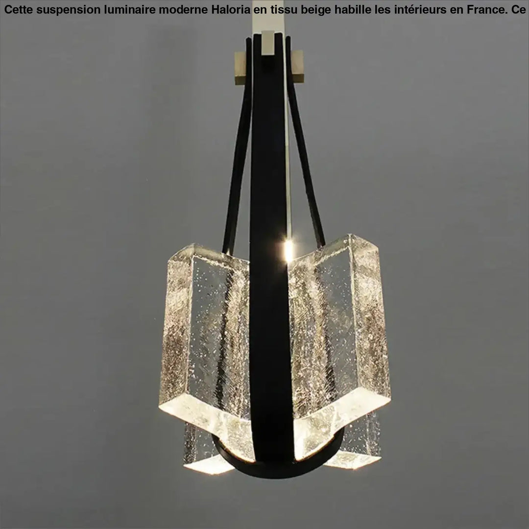 Suspension luminaire art déco dorée en verre élégante
