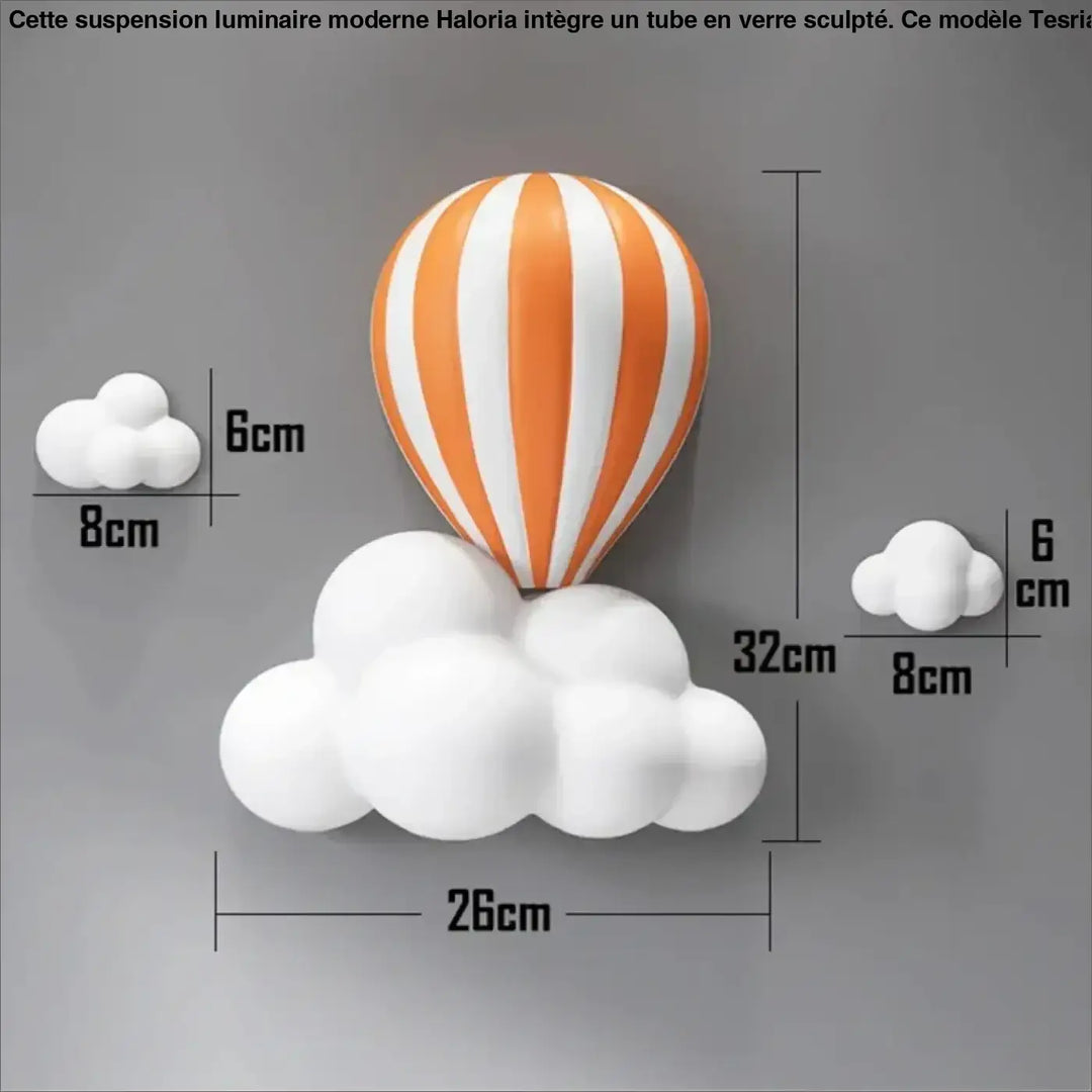 Applique murale enfant montgolfière colorée avec nuages décoratifs