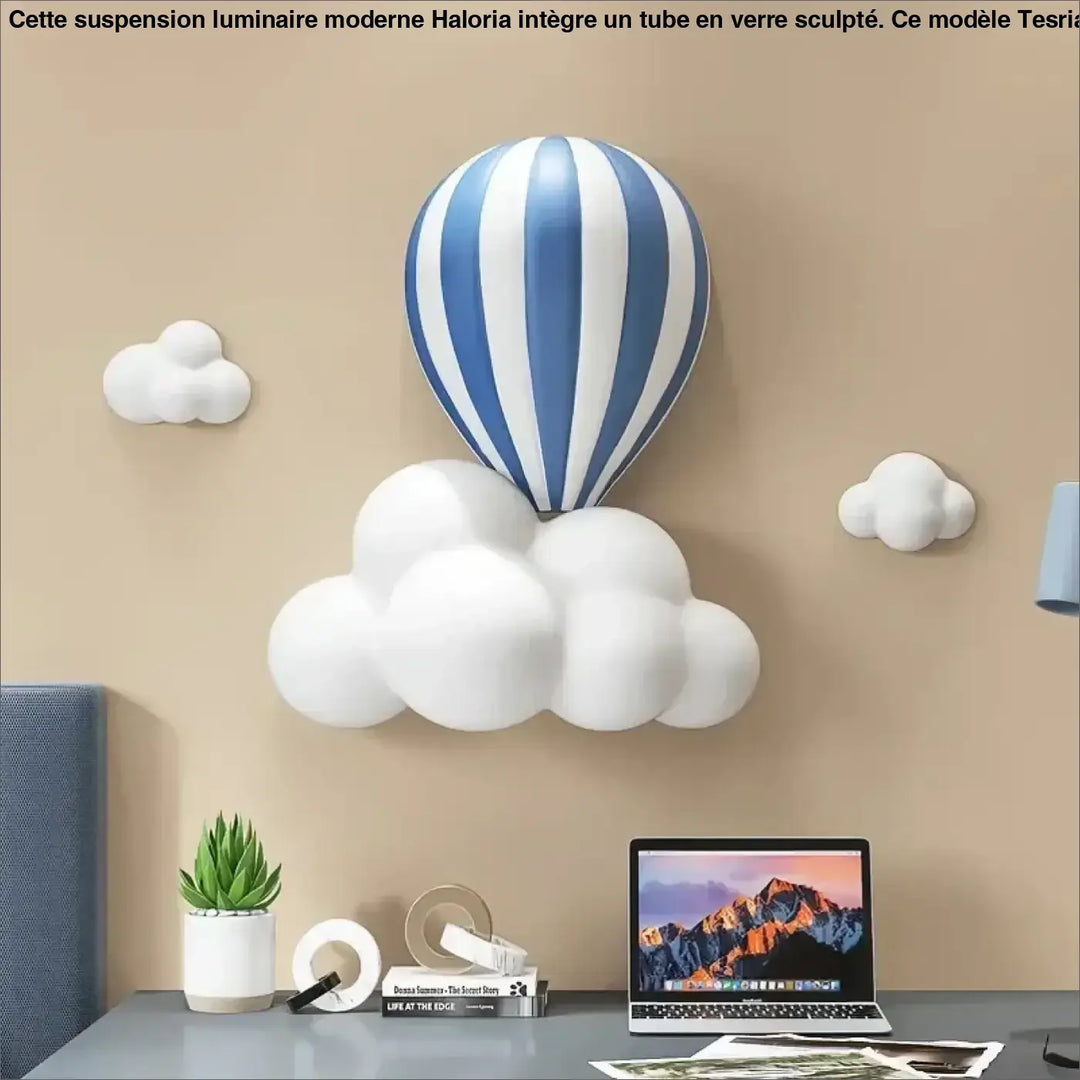 Applique murale enfant montgolfière colorée avec nuages décoratifs