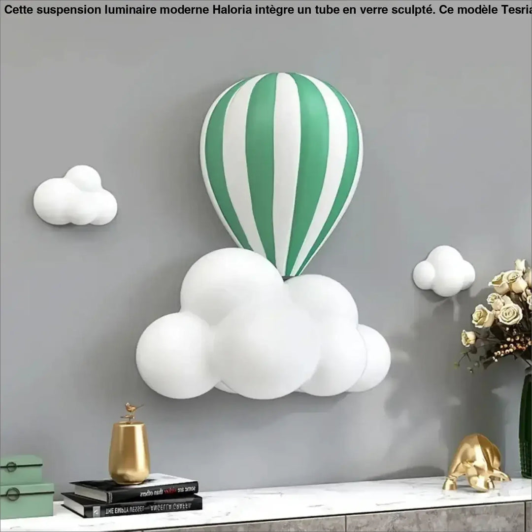 Applique murale enfant montgolfière colorée avec nuages décoratifs