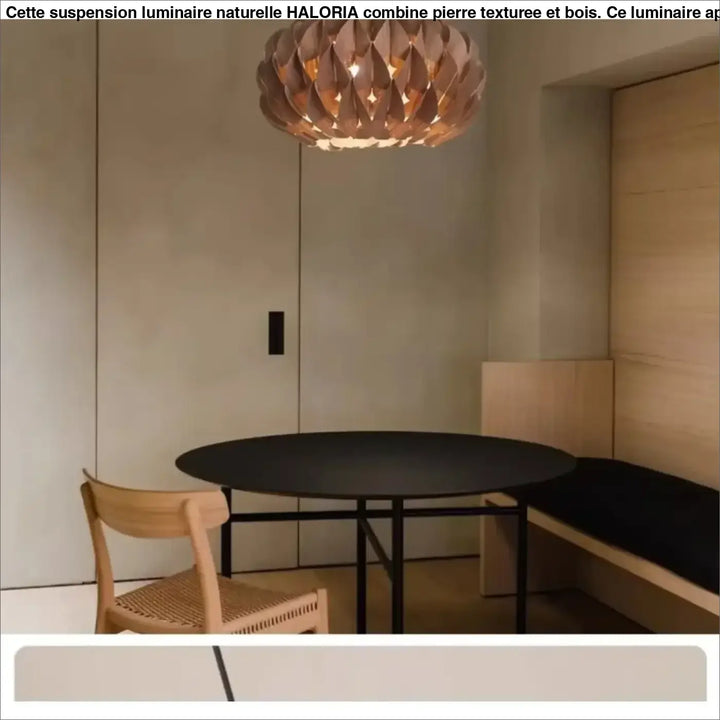 Suspension luminaire en bois design artisanal moderne beige