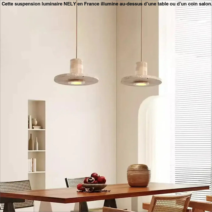 Suspension design minimaliste en travertin avec éclairage led