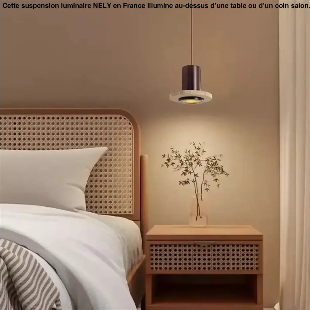 Suspension design minimaliste en travertin avec éclairage led