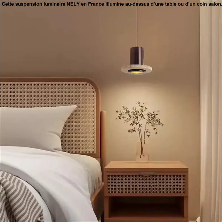 Suspension design minimaliste en travertin avec éclairage led