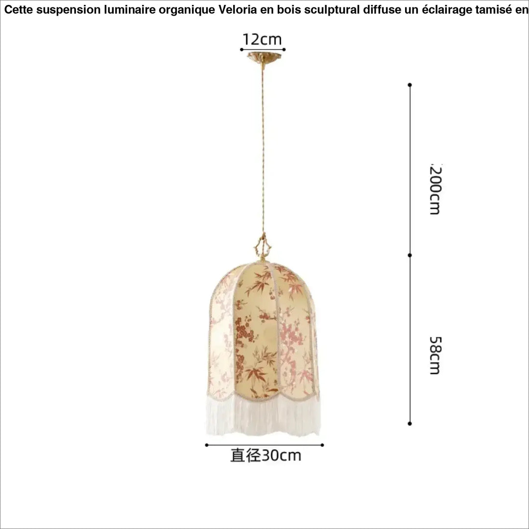 Suspension luminaire vintage floral avec des franges élégantes