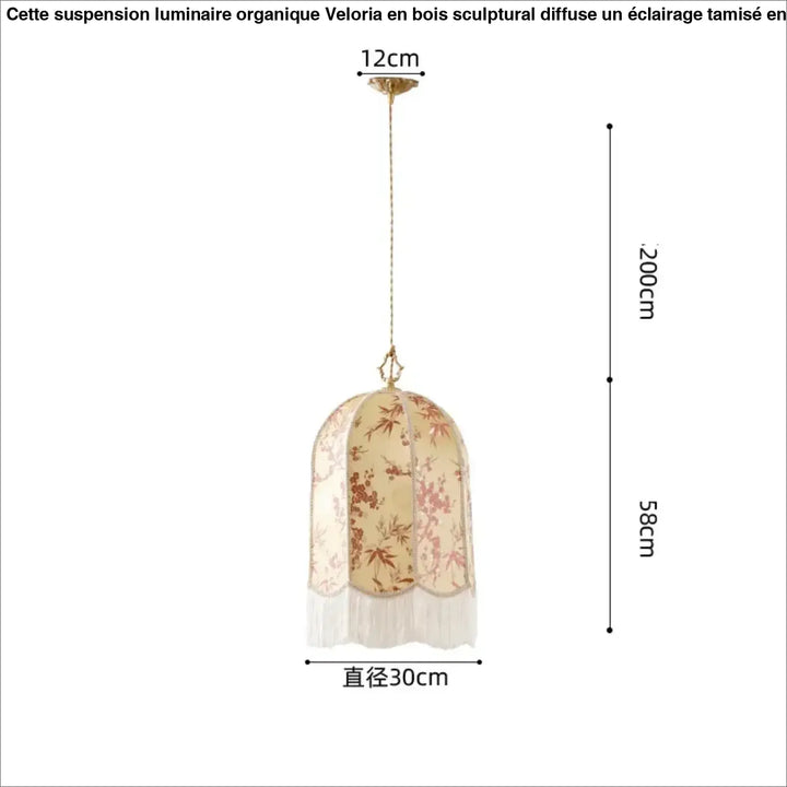 Suspension luminaire vintage floral avec des franges élégantes