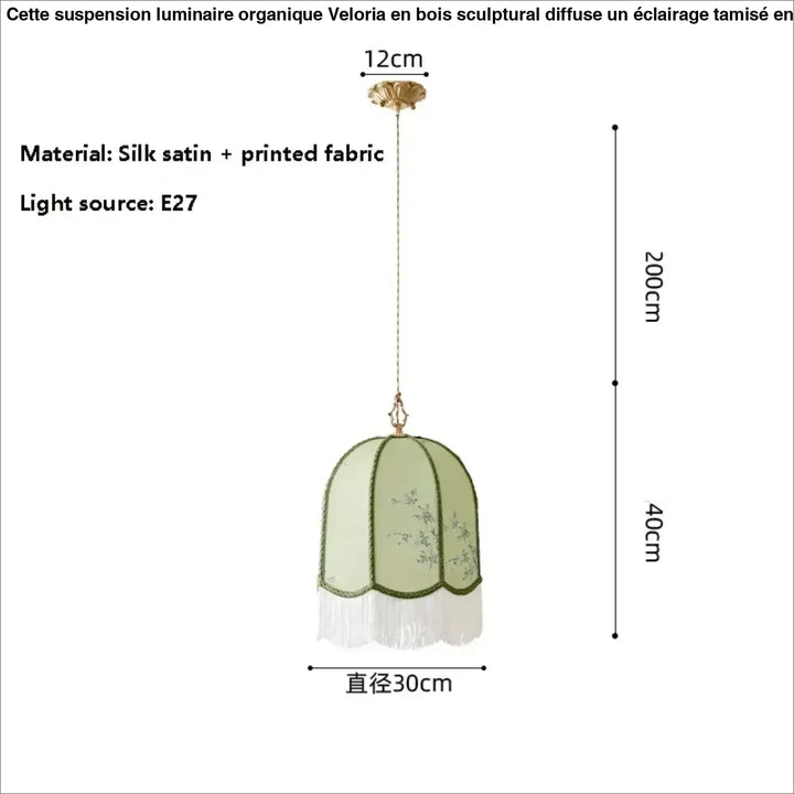 Suspension luminaire vintage floral avec des franges élégantes