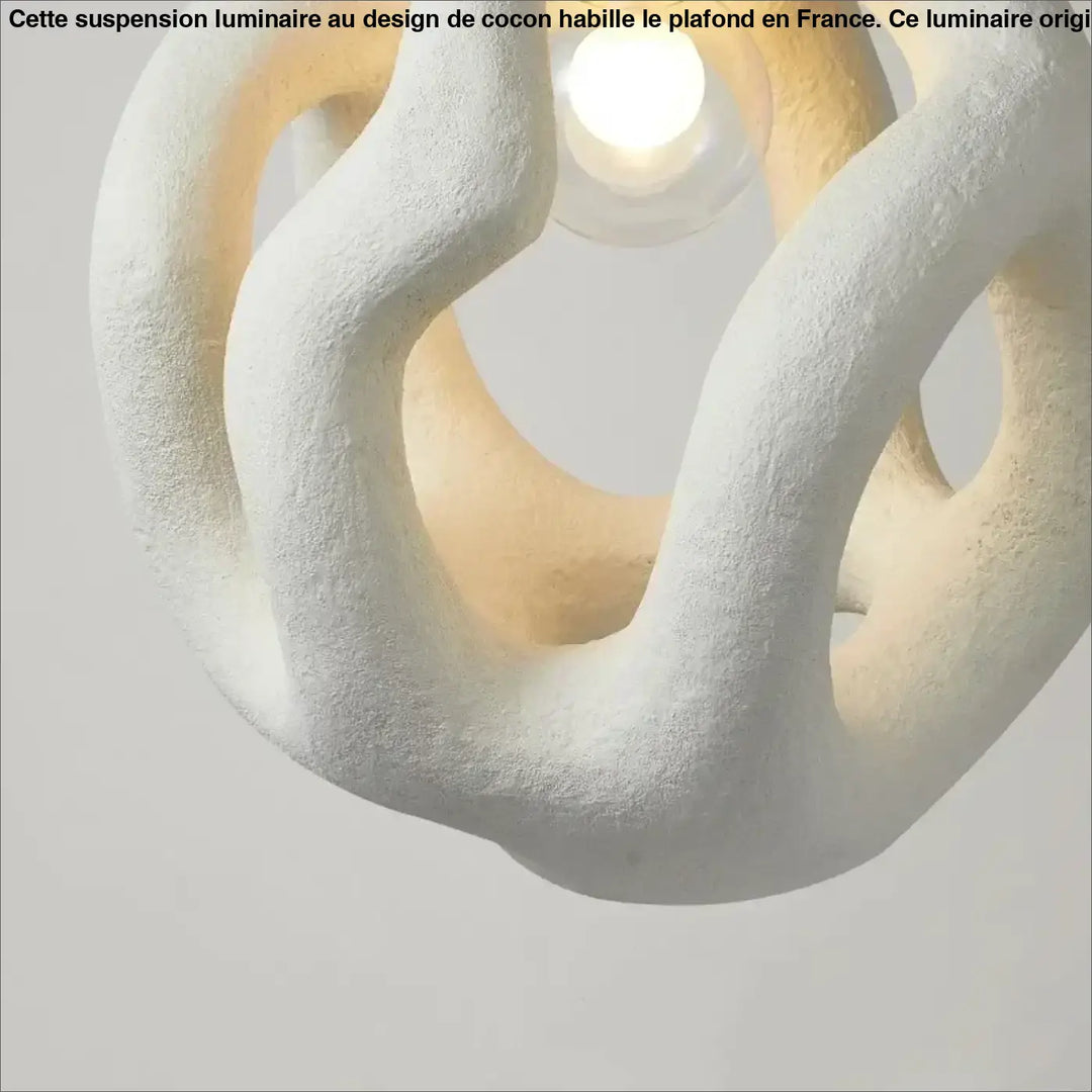 Suspension Luminaire Orignal Au Design De Cocon Résine Blanc Ou Noir
