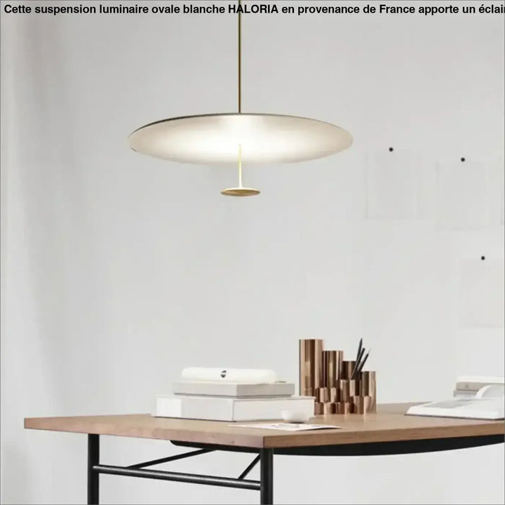 Suspension Luminaire Ovale Blanche Moderne En Aluminium
