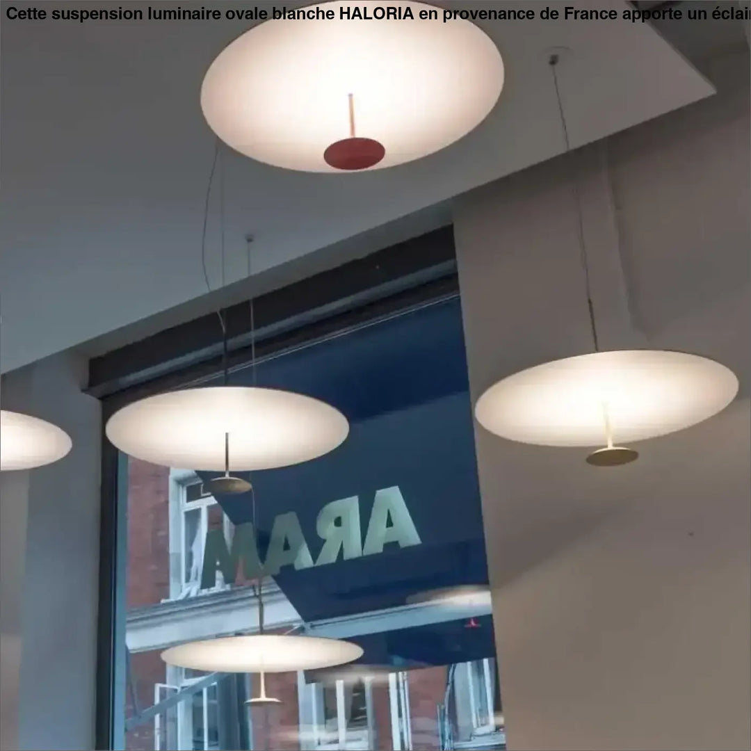 Suspension Luminaire Ovale Blanche Moderne En Aluminium