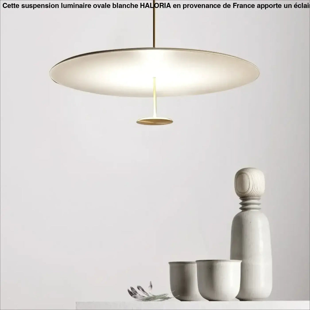 Suspension Luminaire Ovale Blanche Moderne En Aluminium