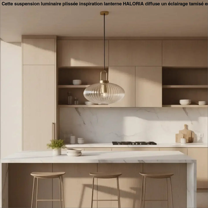 Suspension design contemporaine verre strié élégance chic