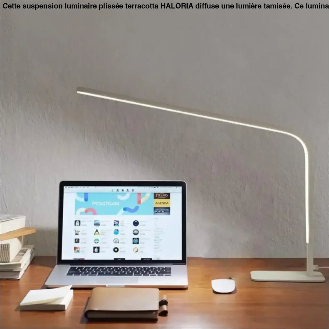 Lampe de table led minini blanche au design minimaliste avec profil fin et courbe élégante pour éclairage contemporain
