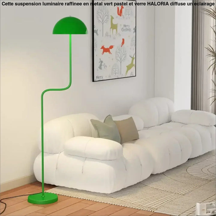 Lampadaire sairam design contemporain vert avec base métallique courbée lampadaire décoratif coloré élégant