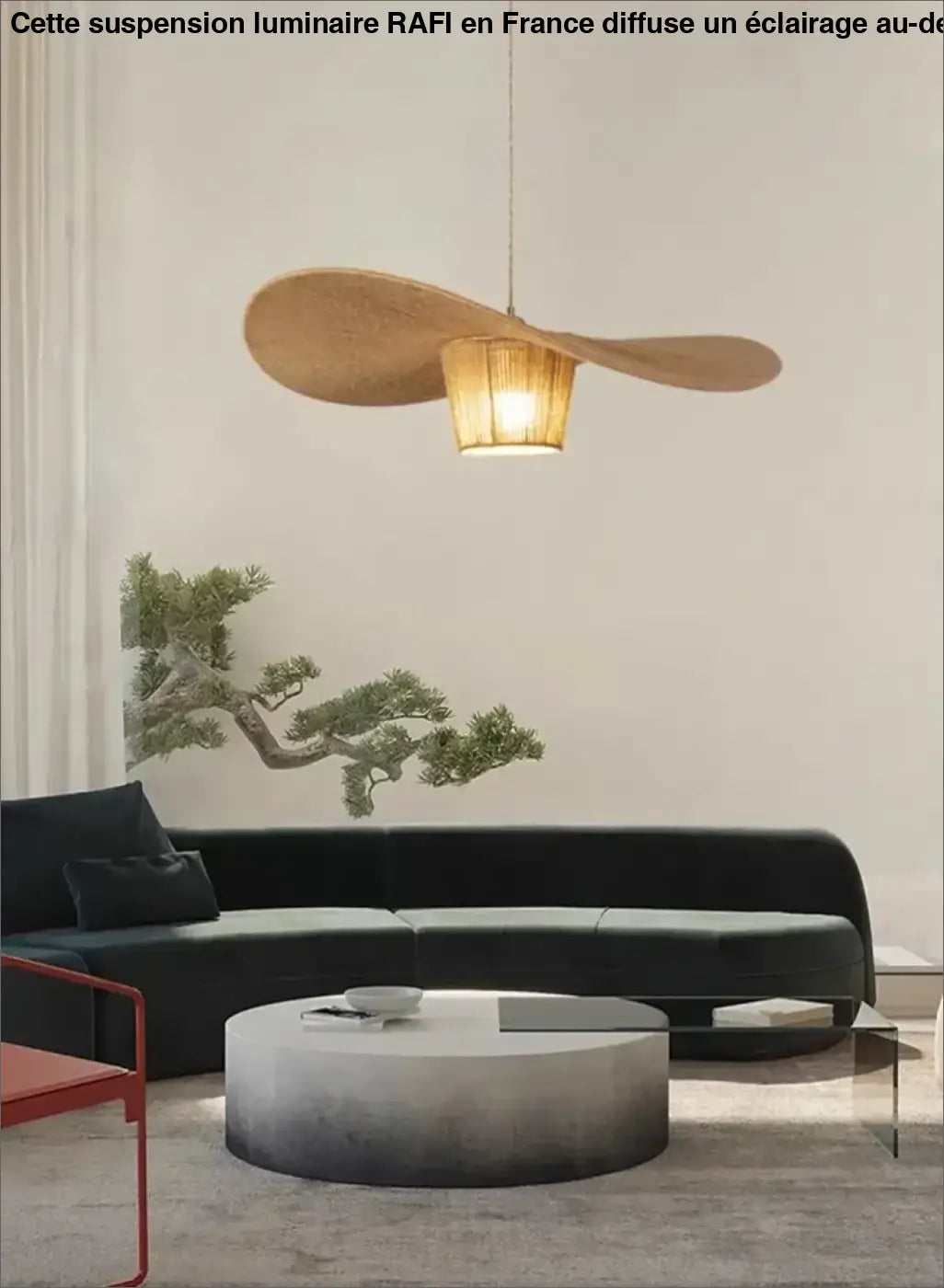 Suspension rotin forme aile naturelle style bohème élégant

