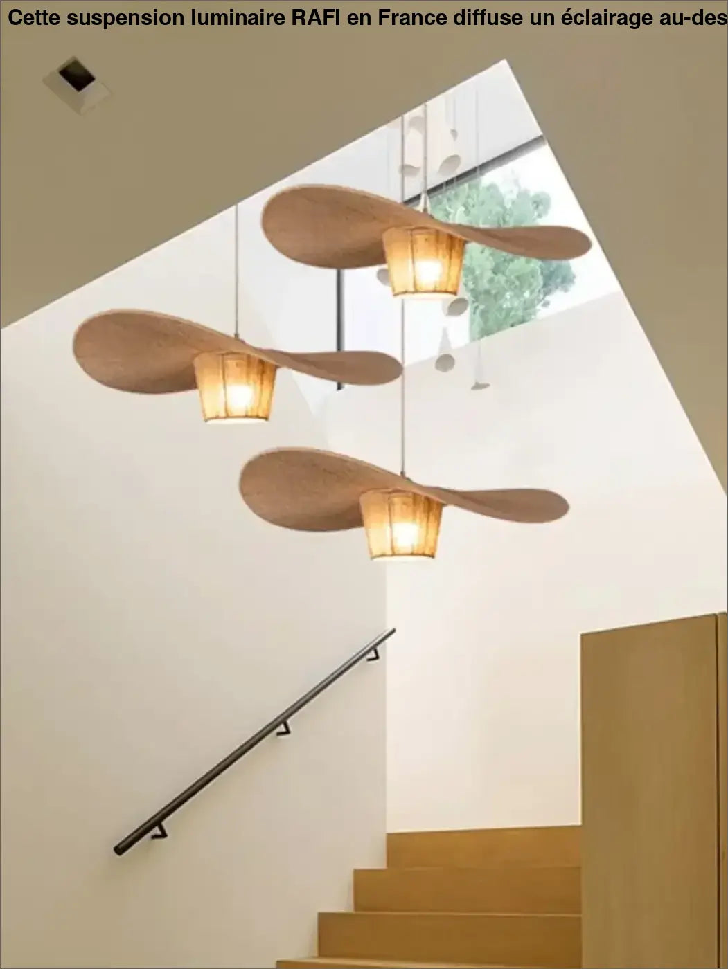 Suspension rotin forme aile naturelle style bohème élégant

