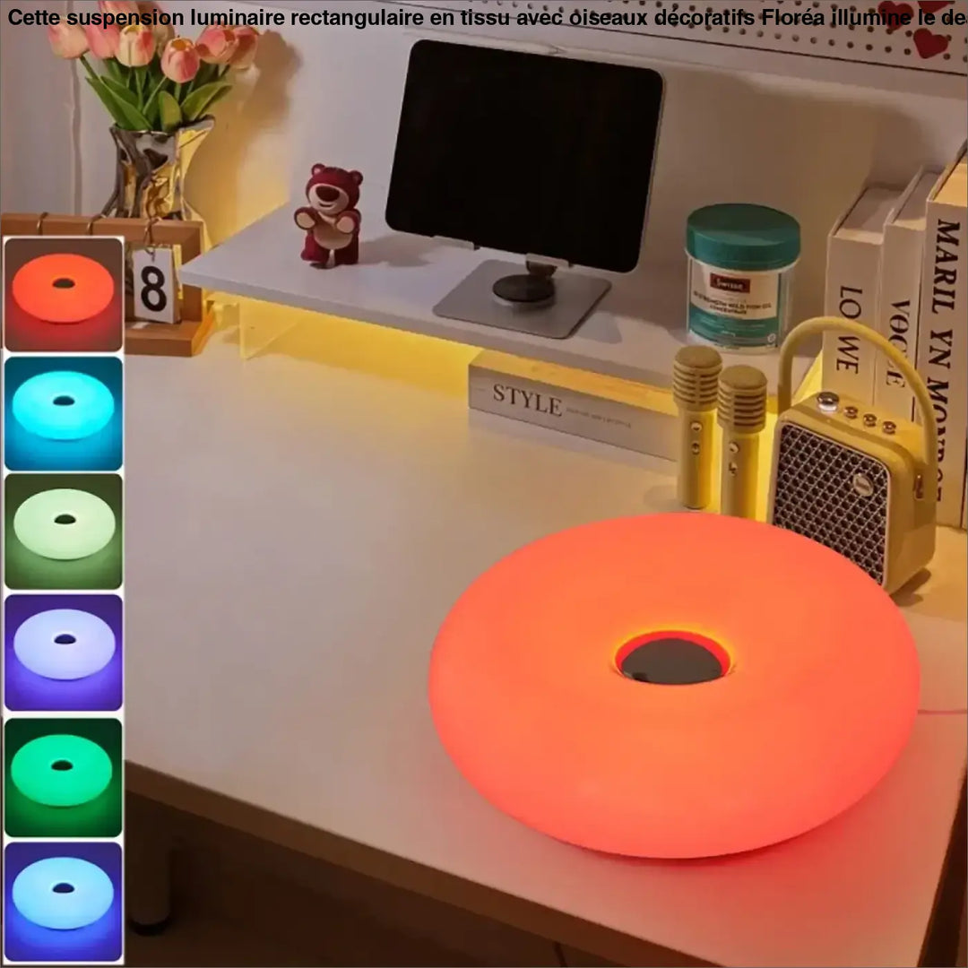 Lampe de table hausie orange avec led circulaire lumineuse et design unique une idée cadeau originale et touche unique