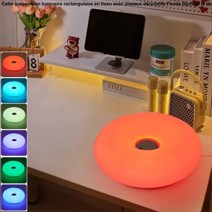 Lampe de table hausie orange avec led circulaire lumineuse et design unique une idée cadeau originale et touche unique