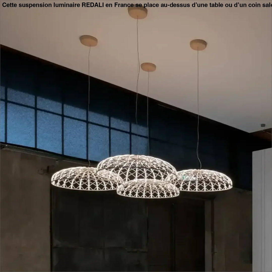 Suspension design moderne dôme tressé multicolore élégante