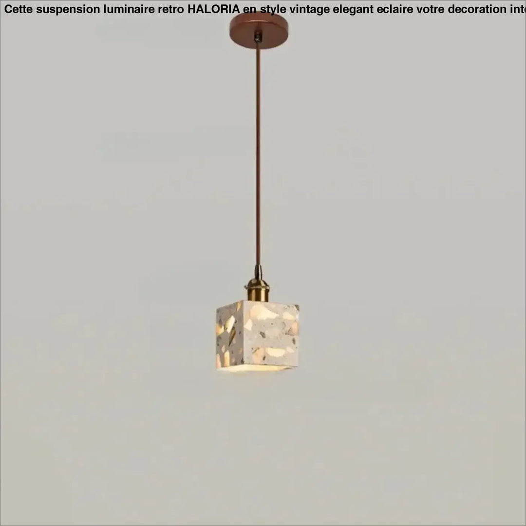 Suspension luminaire tosca avec abat-jour cubique en béton translucide et accents en laiton chaîne cordon réglable
