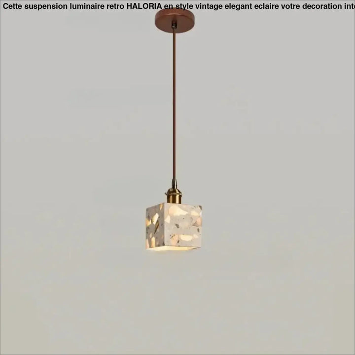 Suspension luminaire tosca avec abat-jour cubique en béton translucide et accents en laiton chaîne cordon réglable