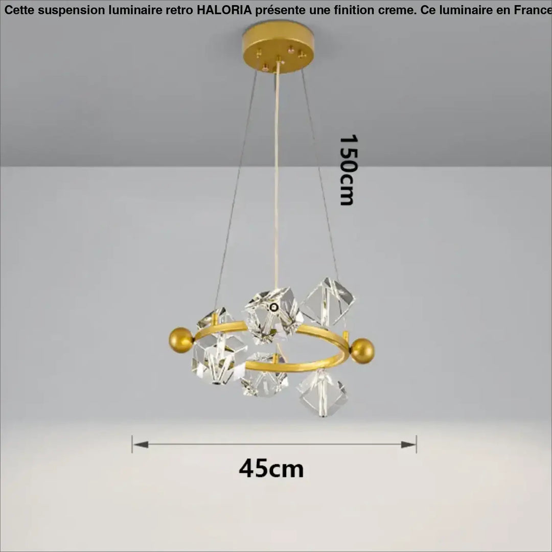 Suspension anneau cristal luxueux pour salon moderne