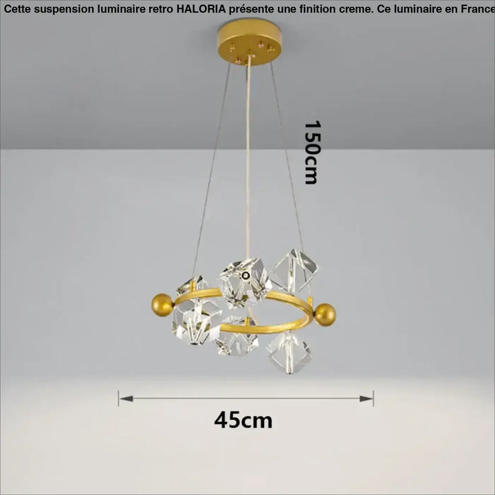 Suspension anneau cristal luxueux pour salon moderne