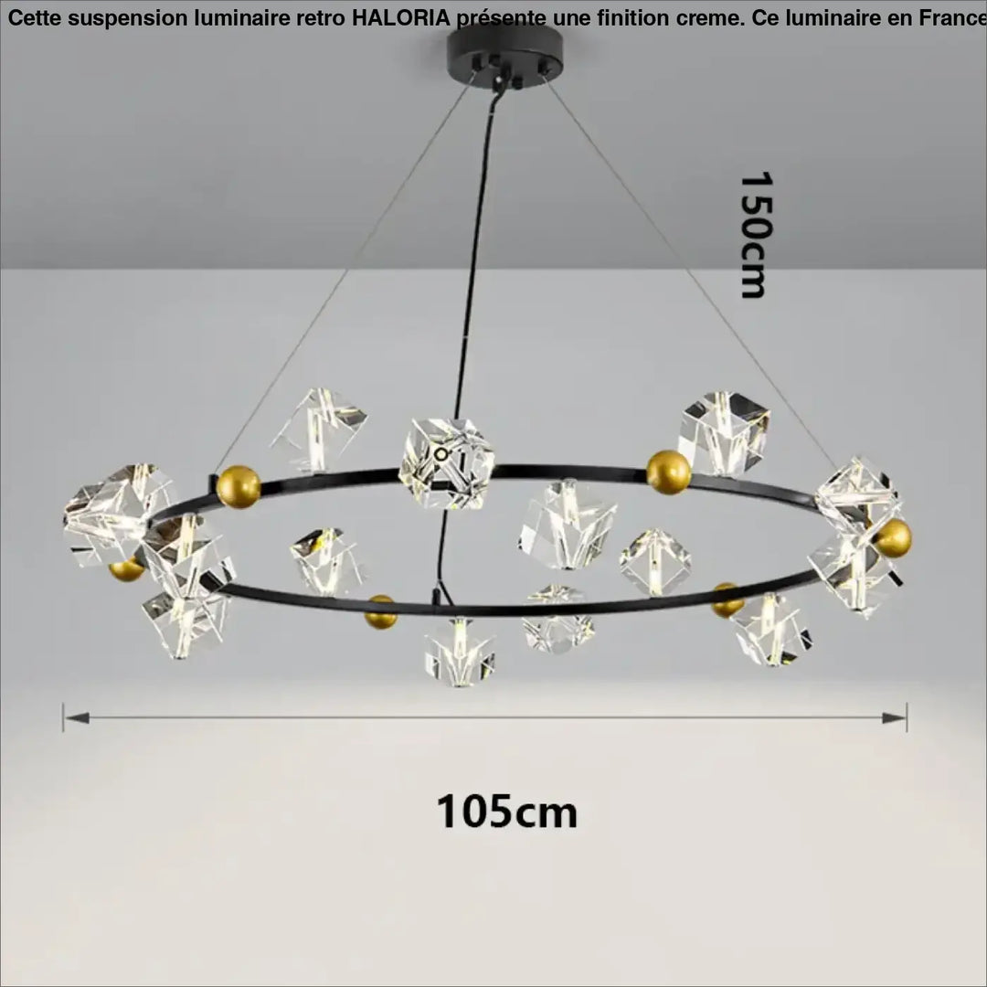 Suspension anneau cristal luxueux pour salon moderne