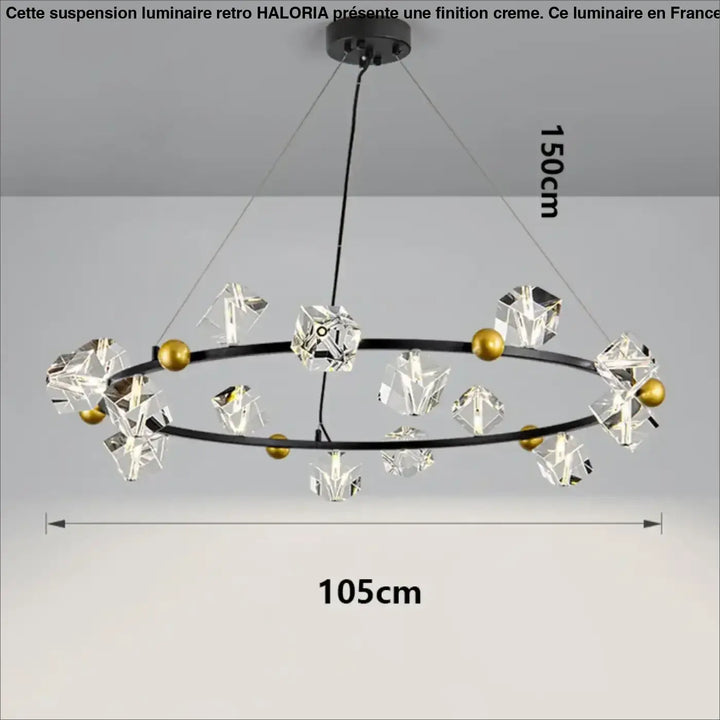 Suspension anneau cristal luxueux pour salon moderne