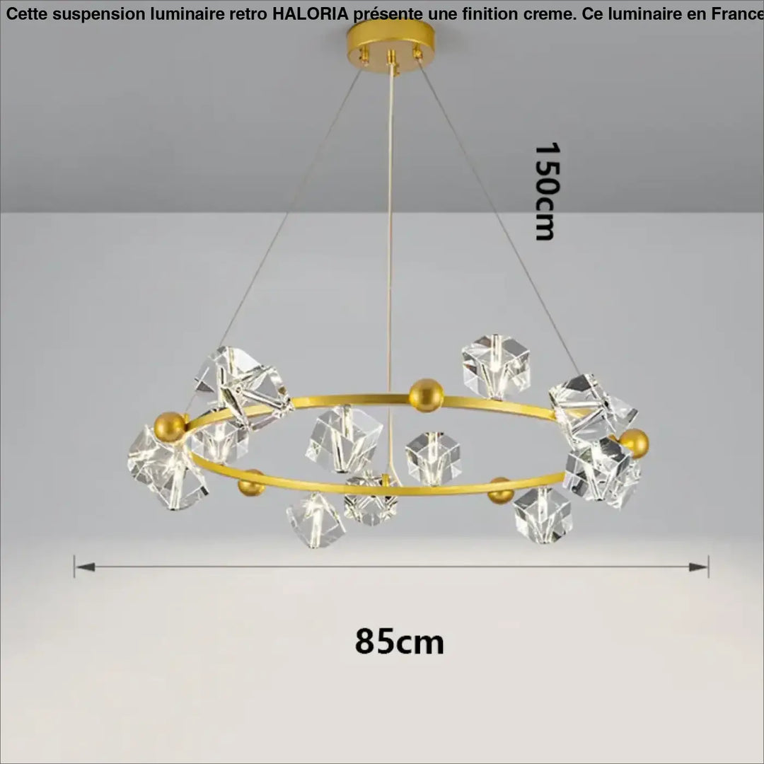 Suspension anneau cristal luxueux pour salon moderne