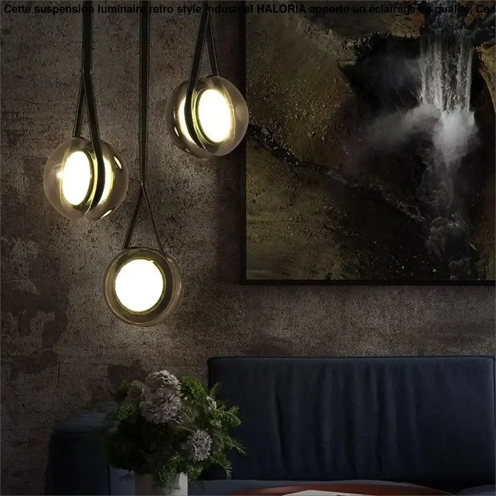 Suspension luminaire design moderne rond en métal anthracite