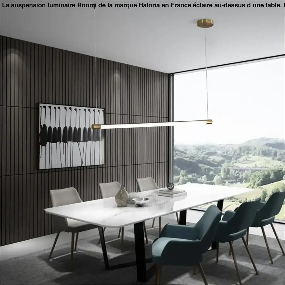 Suspension luminaire design minimaiste blanche avec motif doré