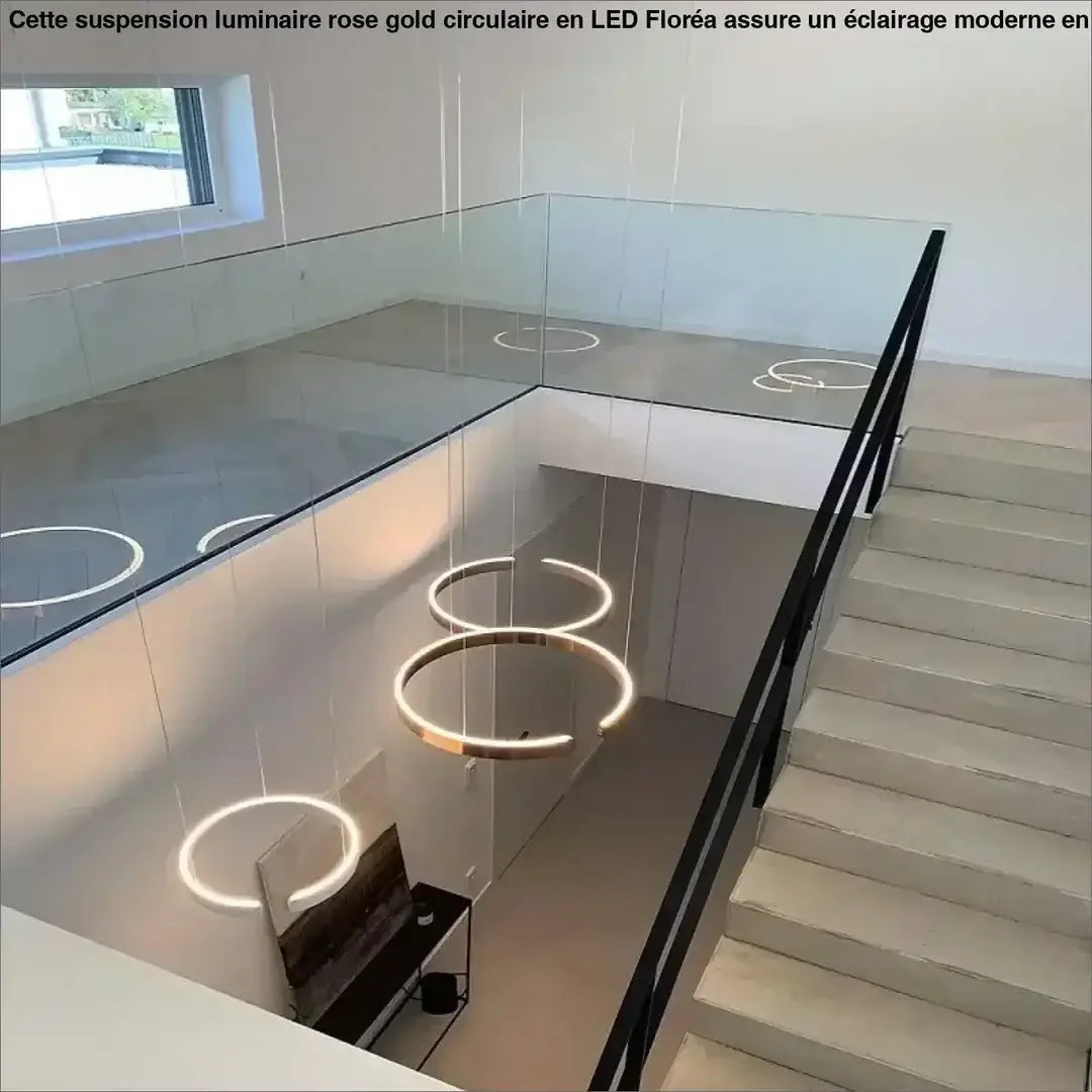 Suspension Luminaire Rose Gold Circulaire En LED Design Moderne