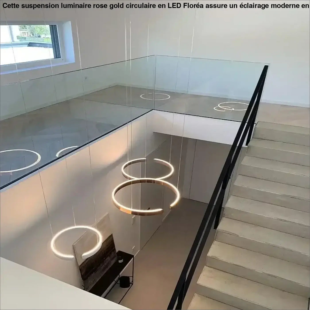 Suspension Luminaire Rose Gold Circulaire En LED Design Moderne