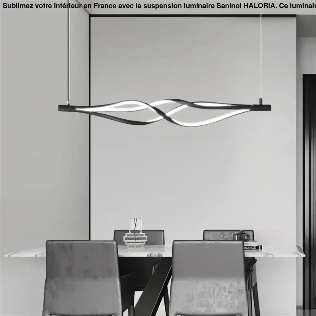 Suspension luminaire saninol led noir et blanc torsadé au design minimaliste moderne en aluminium