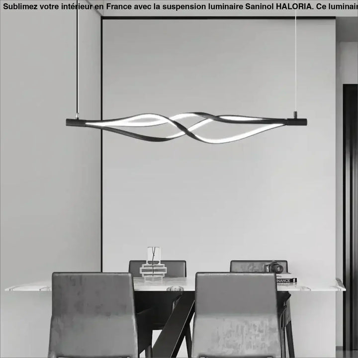 Suspension luminaire saninol led noir et blanc torsadé au design minimaliste moderne en aluminium