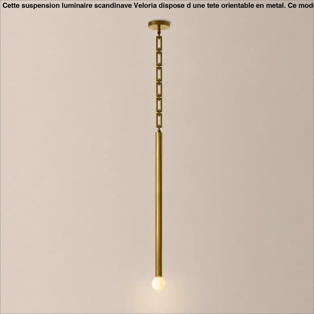 Suspension luminaire hinty en tube métallique vertical en laiton avec globe lumineux et chaîne de suspension élégante
