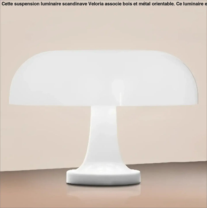 Lampe de table fenO en forme de champignon blanc avec finition lisse et lumière chaude, piles sont-elles incluses