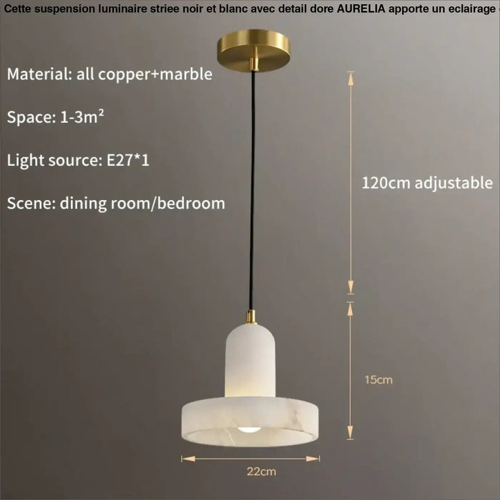 Suspension en marbre et doré design moderne blanc luxe